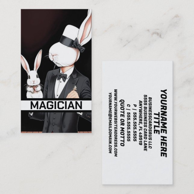 Rabbit Magician Visitkort (Fram/baksida)