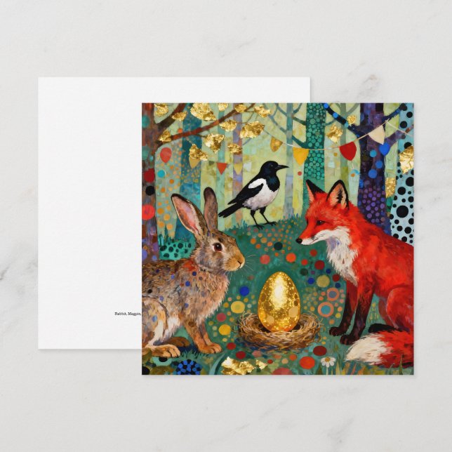 Rabbit, Magpie, Fox and “The Golden Goose Egg” Tack Kort (Fram/baksida)