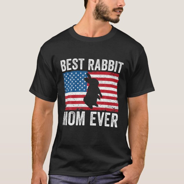 Rabbit Mamma American Flagga Funny Rabbit Älskare  T Shirt (Framsida)