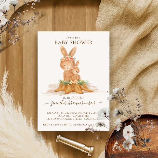 Rabbit Mamma Bunny Baby Inbjudningar (Skapare uppladdad)
