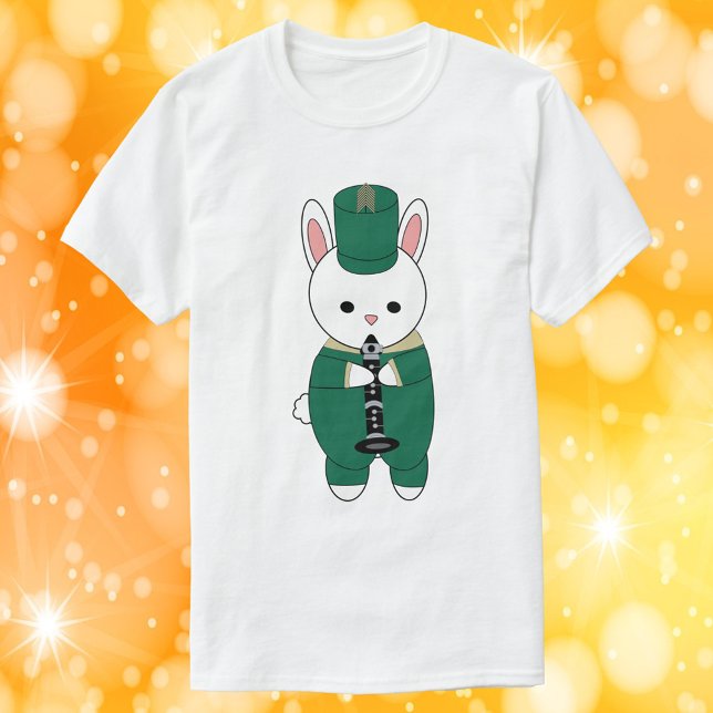 Rabbit Marching Band Clarinet Grönt Guld T Shirt (Skapare uppladdad)