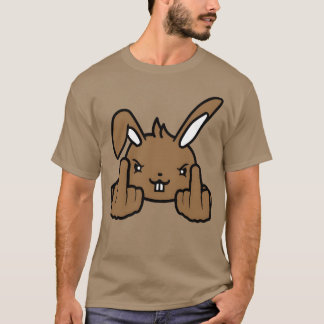 Rabbit Middle Finger Showing Naughty Cheeky Insult T Shirt