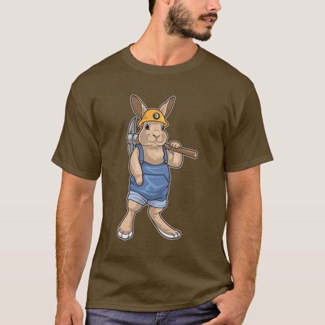 Rabbit Miner Pickaxe Mining T Shirt (Framsida)
