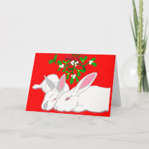 Rabbit Mistletoe Bunny Kärlek Helgdag Card