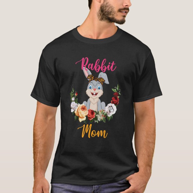 Rabbit Mom Floral Rabbit Bow Tie Lover Mother's Da T Shirt (Framsida)