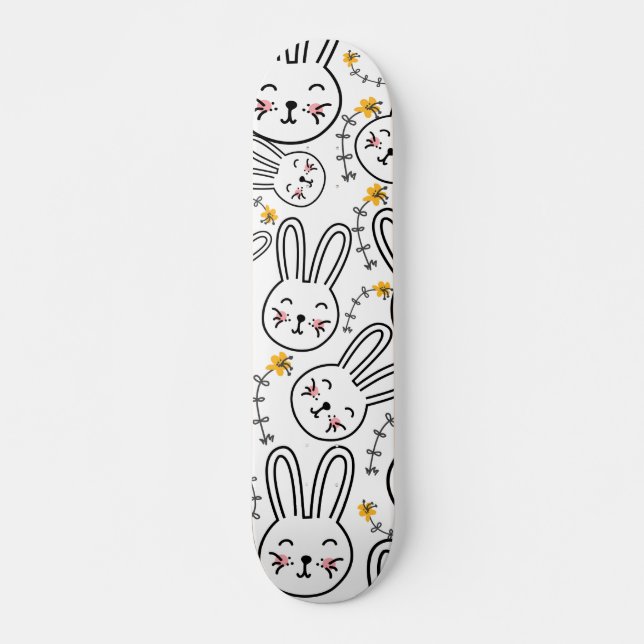 Rabbit Mönster Mini Skateboard Bräda 18,5 Cm (Framsida)