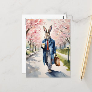Rabbit Morgonkaffe Walk i Vår City Vykort