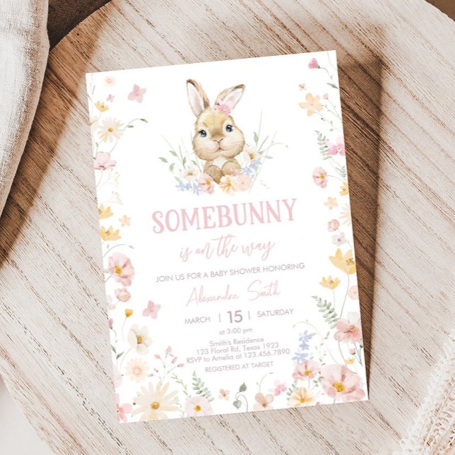 Rabbit nånbunny Baby Shower Inbjudningar (Somebunny Rabbit Baby Shower Invitation)