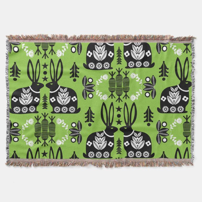 Rabbit Nordic Scandinavian FolArt Filt (Framsidan)