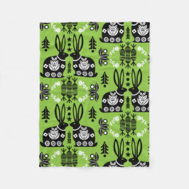 Rabbit Nordic Scandinavian FolArt Fleecefilt