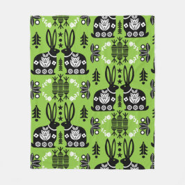 Rabbit Nordic Scandinavian FolArt Fleecefilt