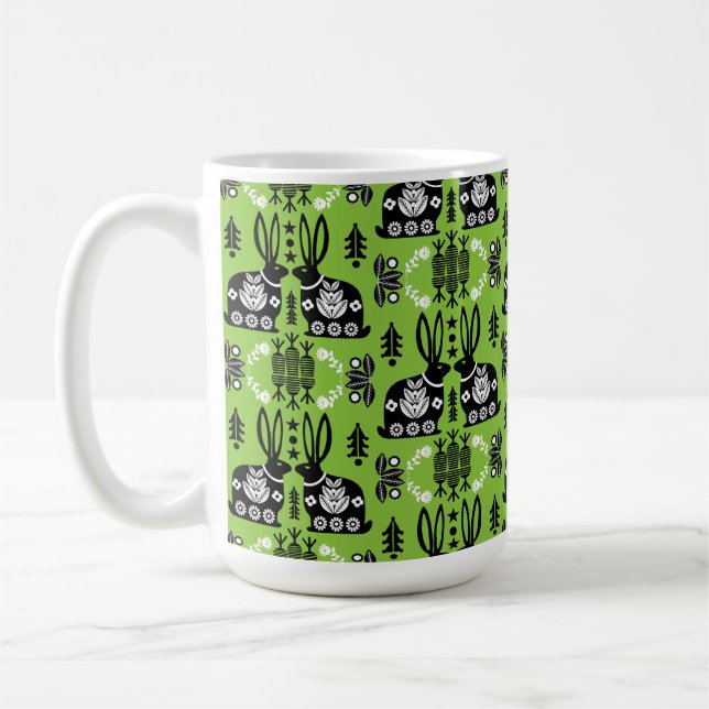 Rabbit Nordic Scandinavian FolArt Kaffemugg (Vänster)