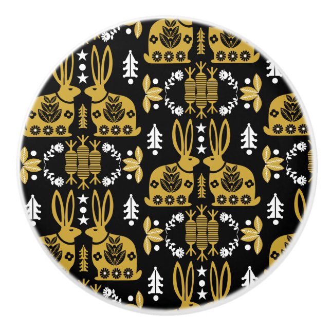 Rabbit Nordic Scandinavian FolArt Knopp (Framsidan)