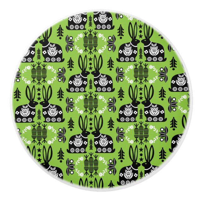 Rabbit Nordic Scandinavian FolArt Knopp (Framsidan)