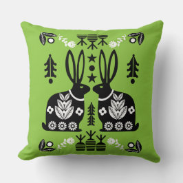 Rabbit Nordic Scandinavian FolArt Kudde