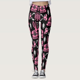 Rabbit Nordic Scandinavian FolArt Leggings