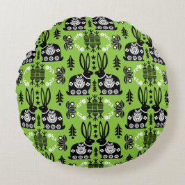 Rabbit Nordic Scandinavian FolArt Rund Kudde