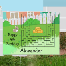 Rabbit och Hay Birthday Maze Yard Sign