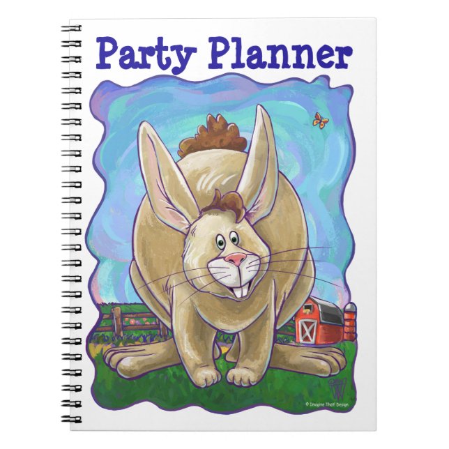 Rabbit Party Center Anteckningsbok Med Spiral (Framsidan)