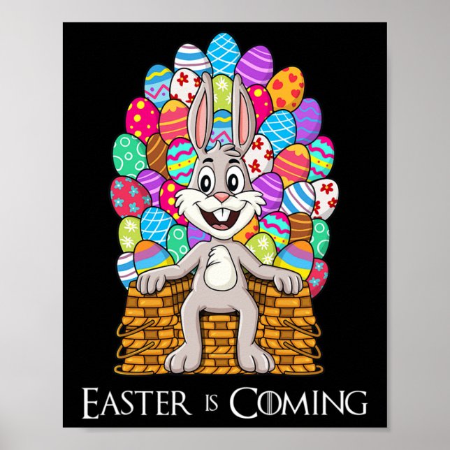 Rabbit Påsk Basket Egg Throne Roligt Boys Girls Ki Poster (Framsidan)