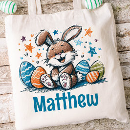 Rabbit Påsk Kids Namn Boys Bunny Tygkasse