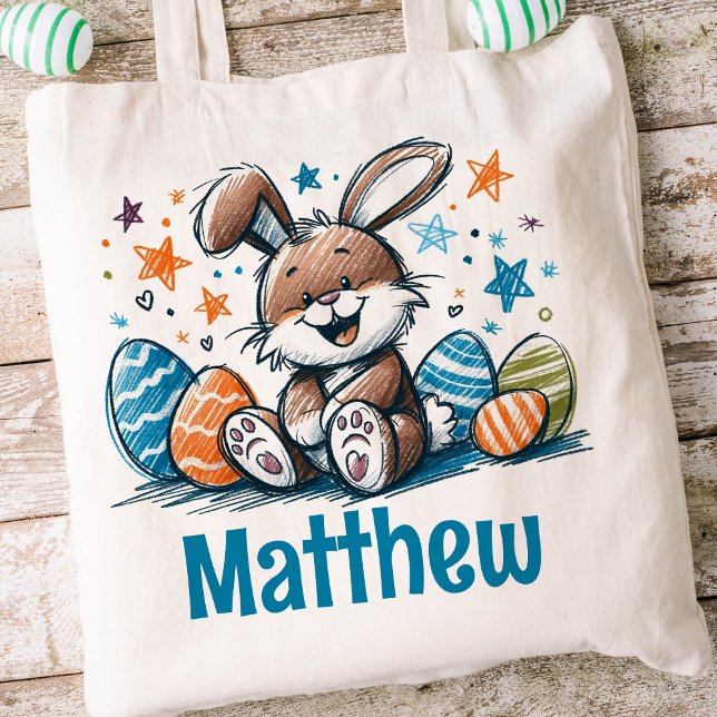Rabbit Påsk Kids Namn Boys Bunny Tygkasse (Boys Easter Tote)