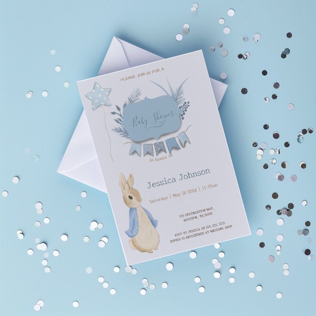 Rabbit Peter Baby Shower sin pojke Inbjudningar (Skapare uppladdad)