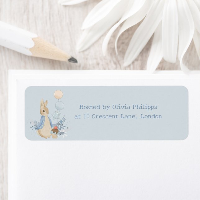 Rabbit Peter Baby Shower sin pojke Returadress Etikett (Insitu)
