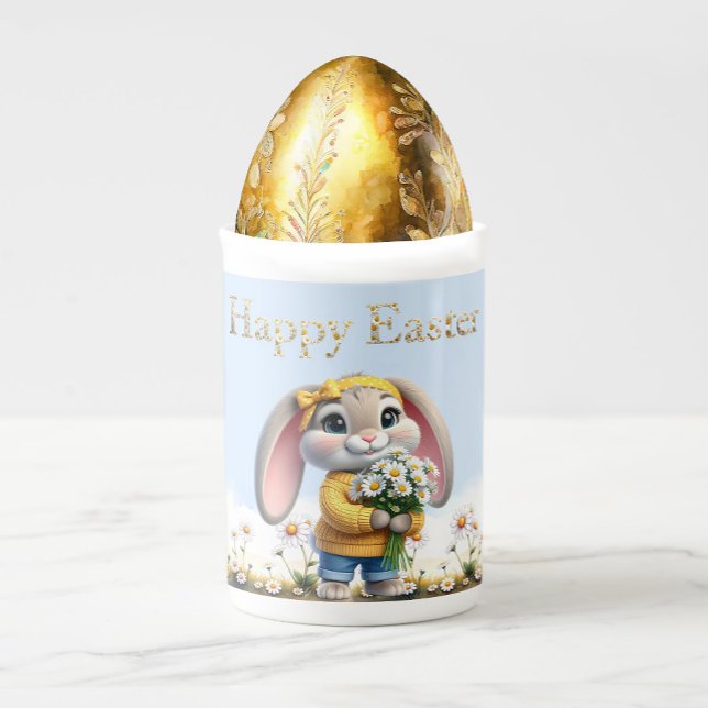 Rabbit pink ears white daisies Happy Easter Benporslin Mugg (Skapare uppladdad)