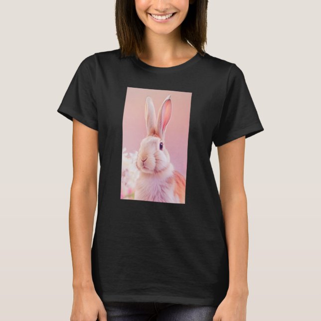 Rabbit Portrait 86 Animal Easter Wildlife Illustra T Shirt (Framsida)