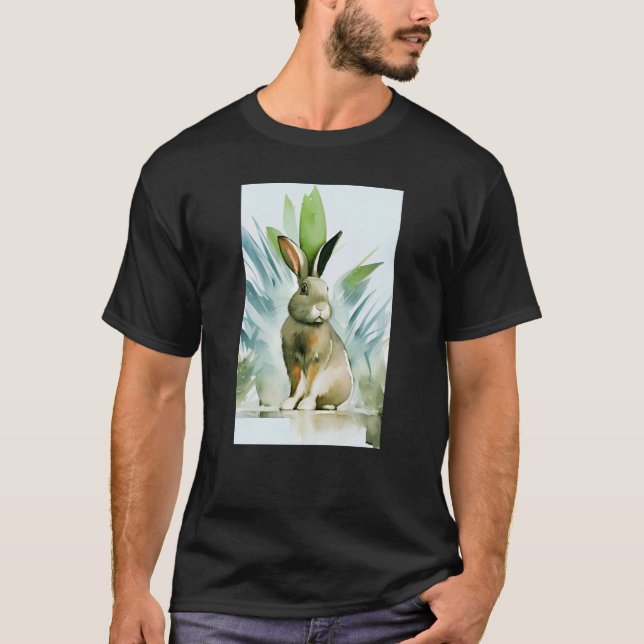 Rabbit Portrait No 24 Animal Easter T Shirt (Framsida)