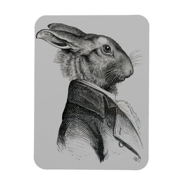 Rabbit Porträtt-profil Magnet (Vertikal)