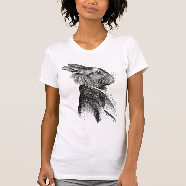 Rabbit Porträtt-profil Tee Shirt (Framsida)