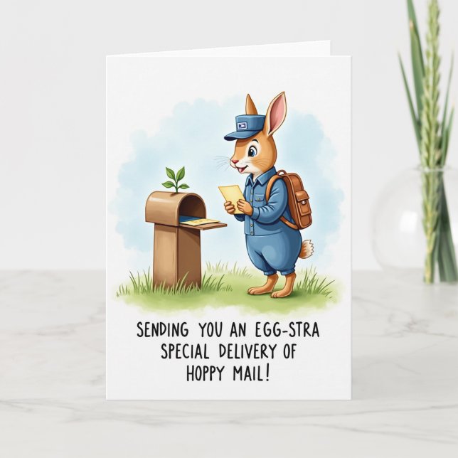 Rabbit Postman Delivery Card Kort (Framsida)