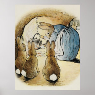 Rabbit Pours Tea från Beatrix Potter Poster