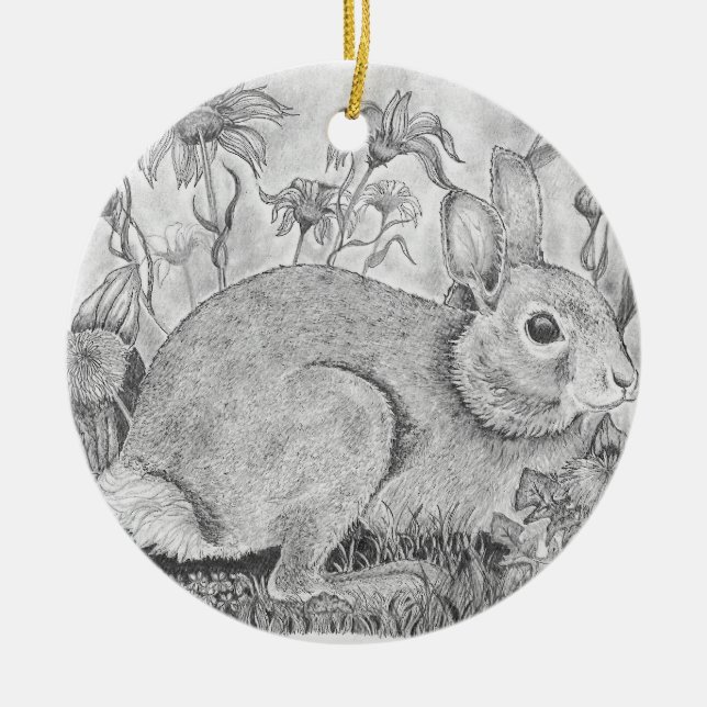 Rabbit Rests of Wildblommor Julgransprydnad Keramik (Framsidan)