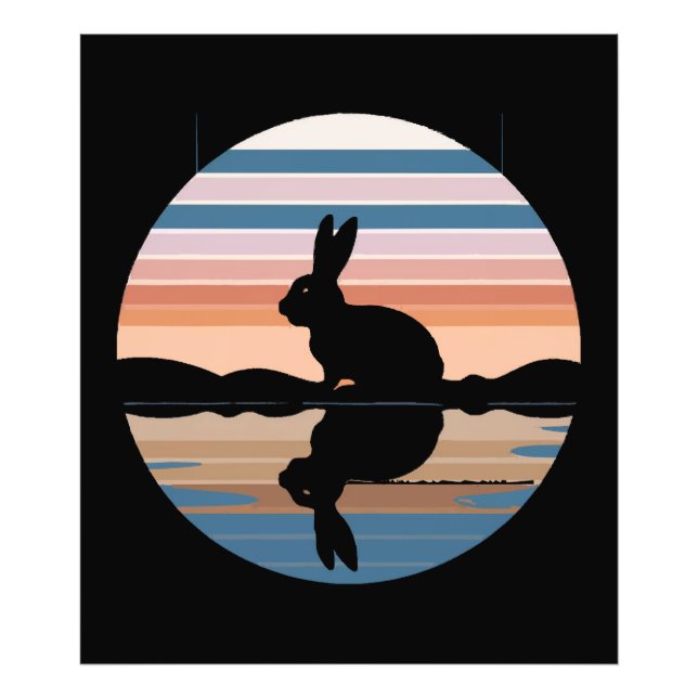 Rabbit Retro Sunset Fototryck (Framsidan)