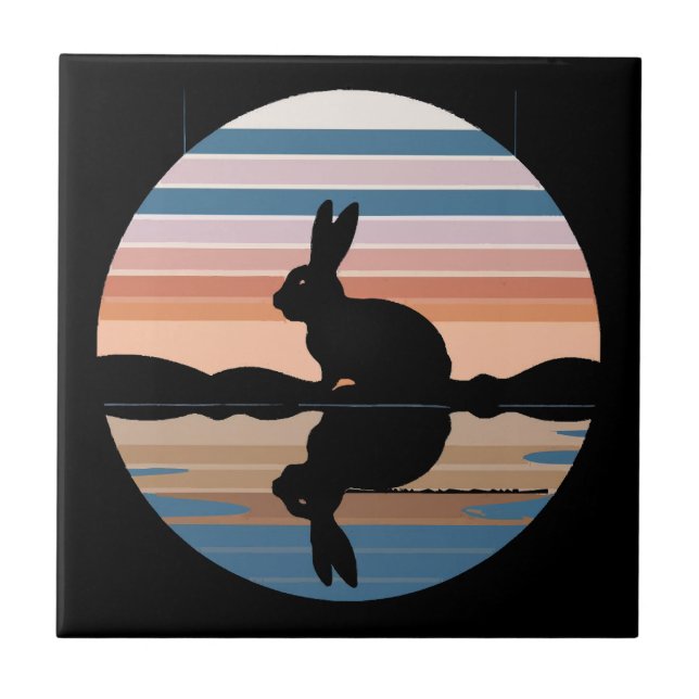 Rabbit Retro Sunset Kakelplatta (Framsidan)