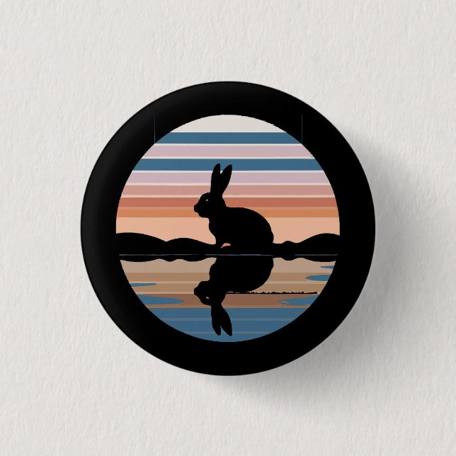 Rabbit Retro Sunset Knapp (Framsida)