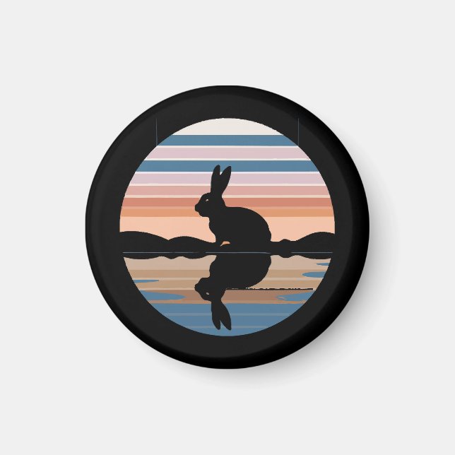 Rabbit Retro Sunset Magnet (Framsidan)