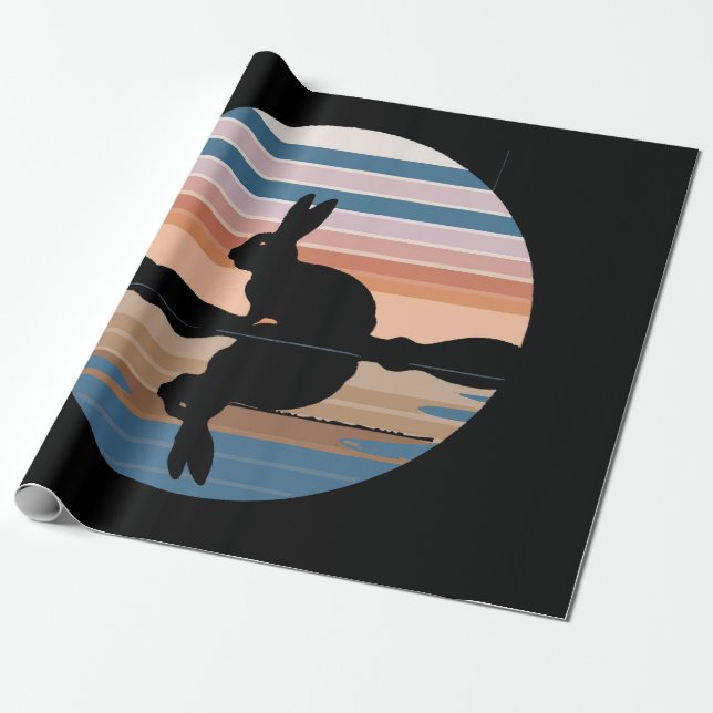 Rabbit Retro Sunset Presentpapper (Utrullad)