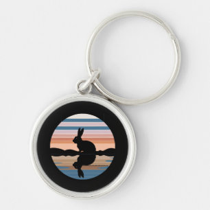 Rabbit Retro Sunset Rund Silverfärgad Nyckelring