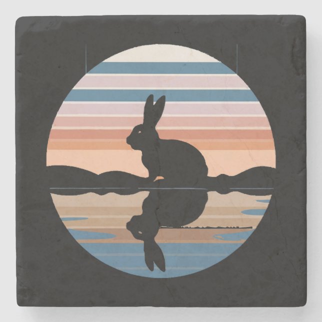 Rabbit Retro Sunset Stenunderlägg (Framsidan)