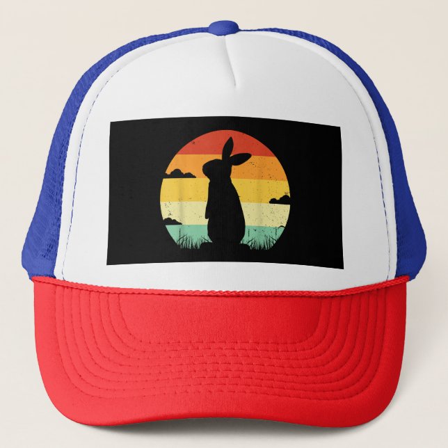 Rabbit Retro Vintage 80-talet Stil Bunny Älskare Keps (Framsida)