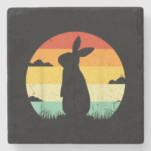 Rabbit Retro Vintage 80-talet Stil Bunny Älskare Stenunderlägg