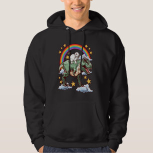 Rabbit Rides a Dinosaur Dino Hoodie
