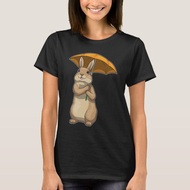 Rabbit Rining Umbrella T Shirt (Framsida)
