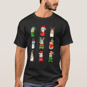Rabbit Santa Bunny Elf Santa Hat Reindeer Christma T Shirt