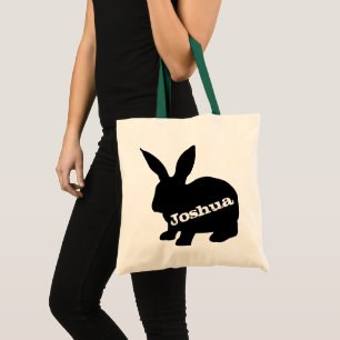 Rabbit Silhouette Personlig Namn Tote Bag Tygkasse