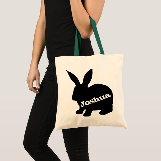 Rabbit Silhouette Personlig Namn Tote Bag Tygkasse (Framsida (produkt))